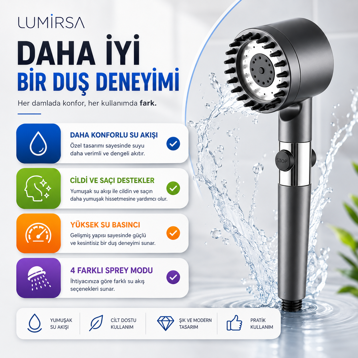 Lumirsa Filtreli Duş Başlığı